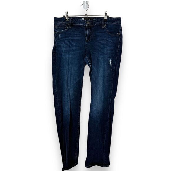 KUT from‎ the Kloth Jeans Women's 12 Boyfriend Cut Distressed Dark Wash Blue - Picture 1 of 9